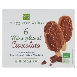 6 minigelati al cioccolato con copertura di cioccolato e mandorle il Biologico