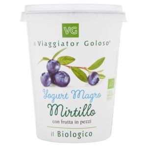 Yogurt magro mirtillo con frutta in pezzi bio