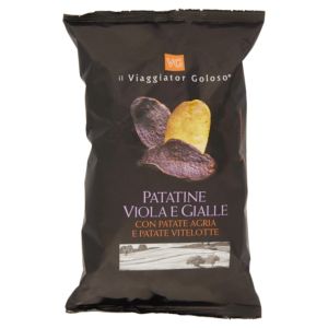Patatine viola e gialle con patate agria e patate vitelotte  kettle cooked