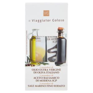 Condimenti monodose olio extravergine d’oliva, aceto balsamico di Modena IGP e sale fino iodato