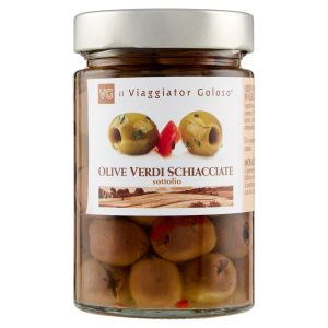 Olive verdi schiacciate sott’olio