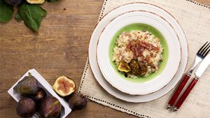 Risotto con fichi e prosciutto crudo