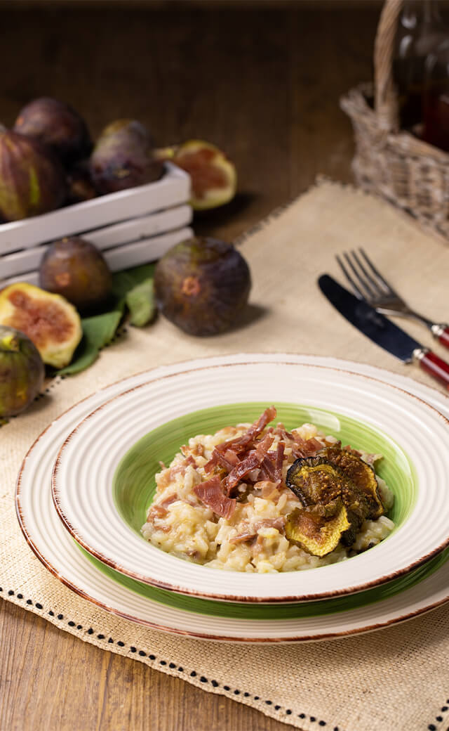 Risotto con fichi e prosciutto crudo