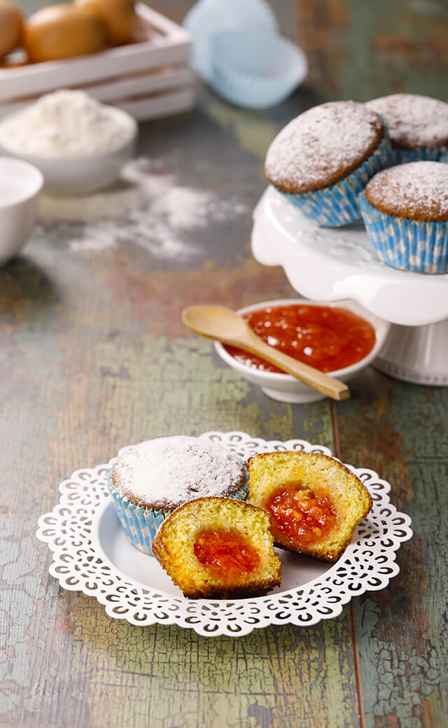 Muffin con <br>marmellata di <br>arancia rossa