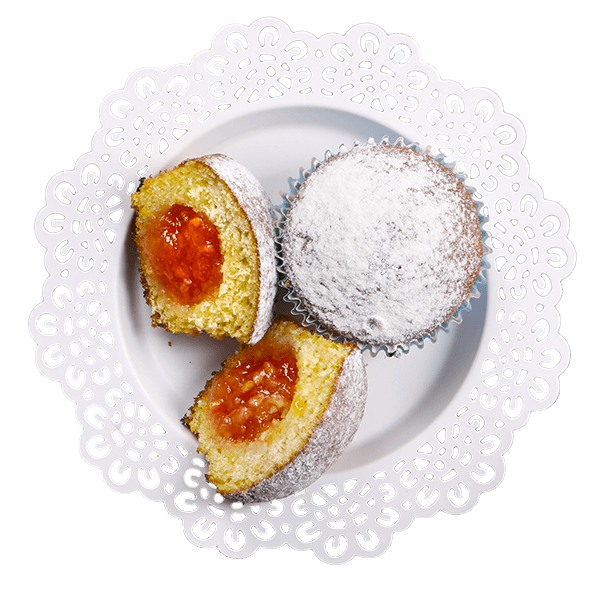 Muffin con <br>marmellata di <br>arancia rossa