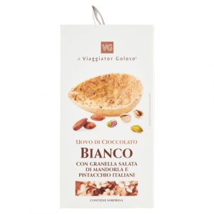 Uovo di Cioccolato Bianco con Granella Salata di Mandorla e Pistacchio Italiani