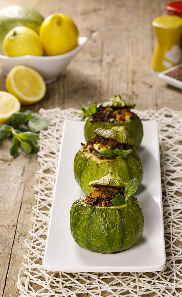 Zucchine tonde <br>ripiene di quinoa