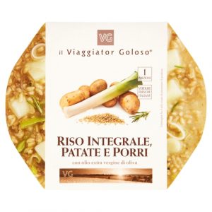 Riso integrale, patate e porri con olio extravergine di oliva