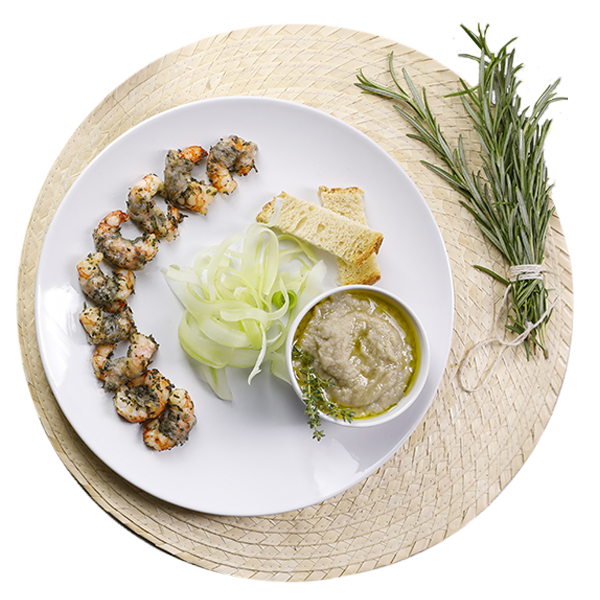 Code di gambero croccanti alle erbe aromatiche e lardo