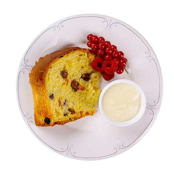 Panettone con crema al limoncello e frutti rossi