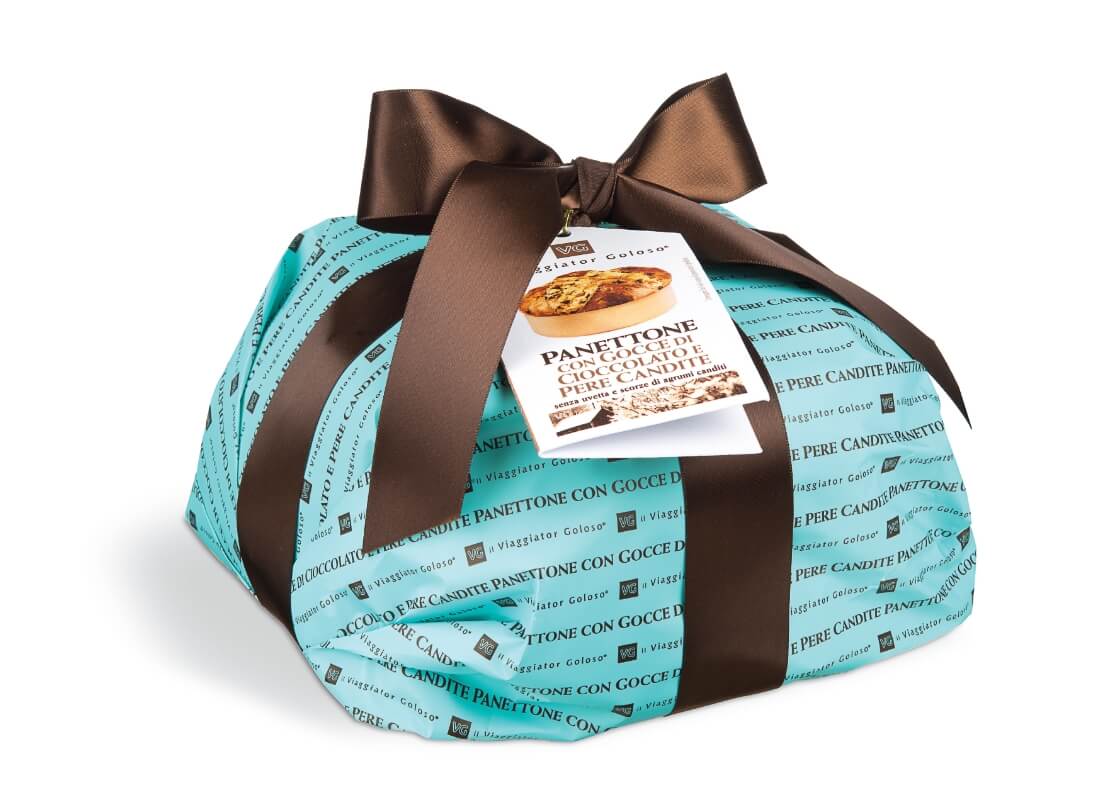 Panettone con gocce di cioccolato e pere candite