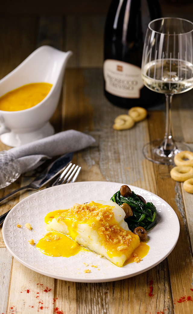 Cuore di baccalà con salsa allo zafferano