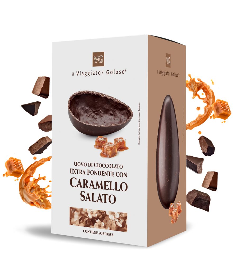 Uovo di Cioccolato extra fondente con Caramello Salato