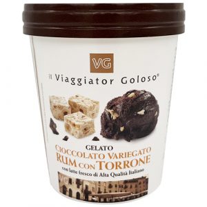 Gelato cioccolato variegato rum con torrone