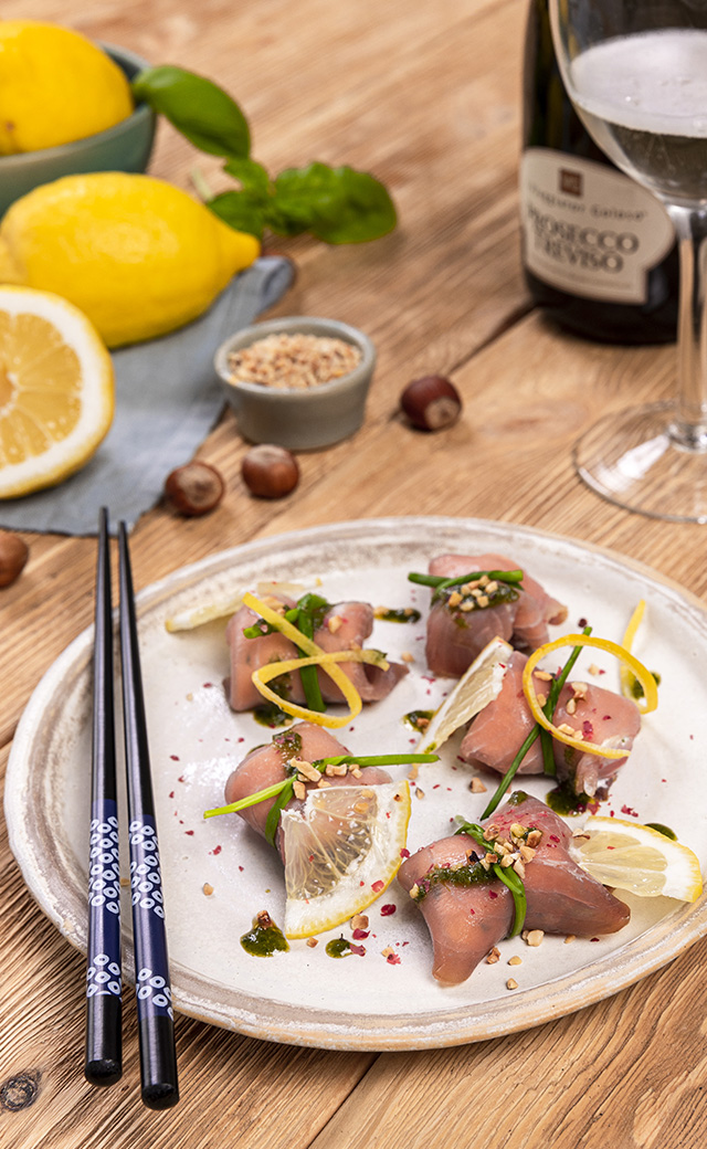 Fagottini di carpaccio di tonno