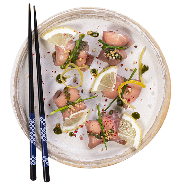 Fagottini di carpaccio di tonno