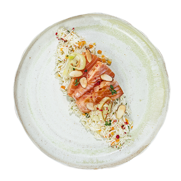 Riso basmati con salmone caramellato