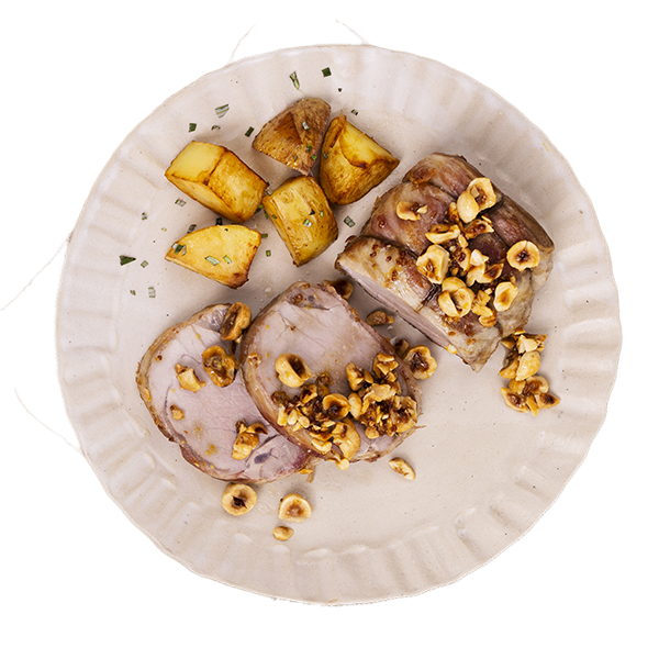 Rollè con miele, senape, nocciola e pancetta