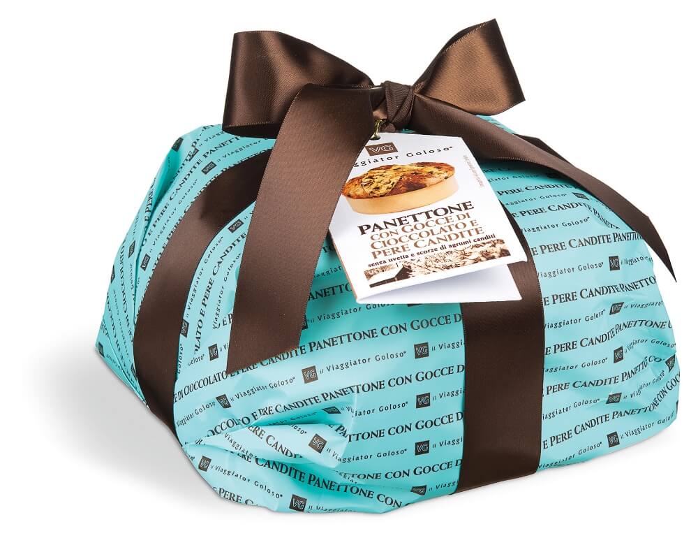 Panettone con gocce di cioccolato e pere candite