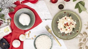 Risotto al prosecco con burrata e nocciole in crema