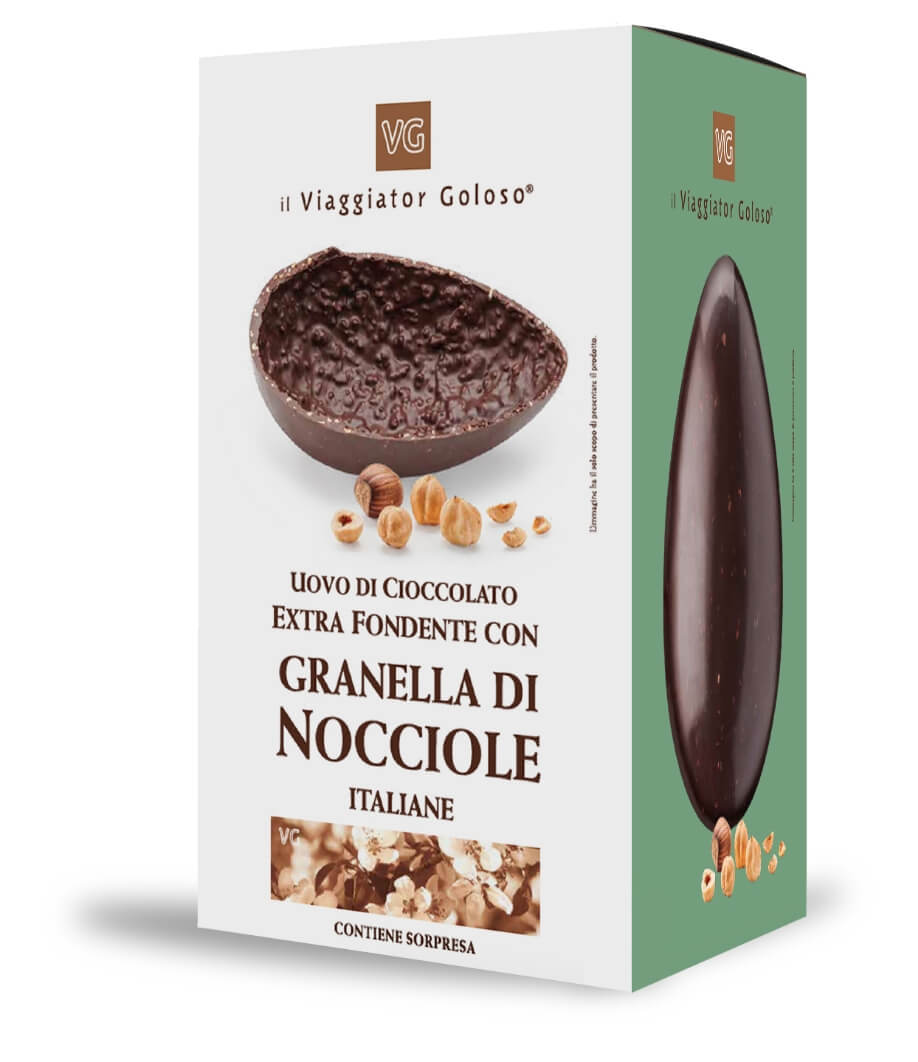Uovo di Cioccolato Extra Fondente con Granella di Nocciole Italiane