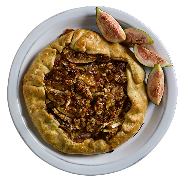 Galette salata con brie, fichi, miele e noci 