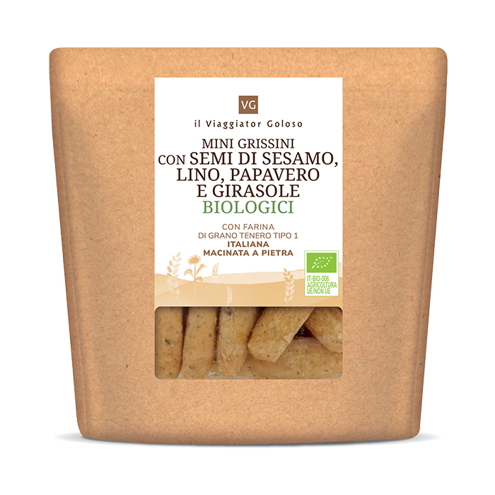Mini Grissini con semi di lino, papavero, girasole e sesamo biologici